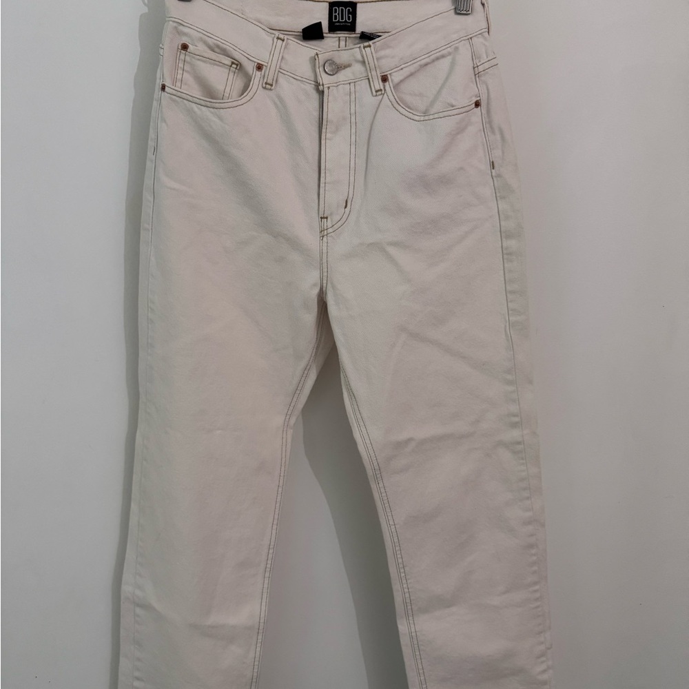BDG Urban Outfitters Cowboy Jeans 29 Off White Straight Leg High Rise Denim - Picture 4 of 12